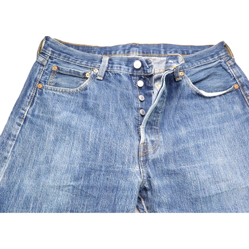 Levi 501 Original Button Fly Jeans Men 34x34 Medium Wash Blue Denim Classic Pant - Picture 4 of 16